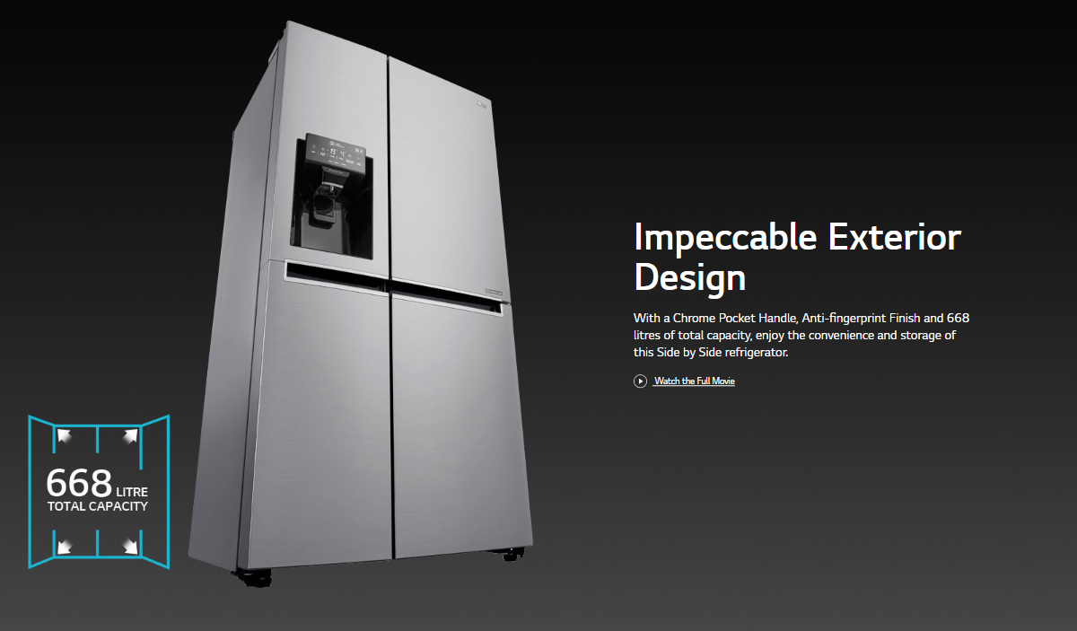 LG 668L Side by Side Fridge GSL668PNL